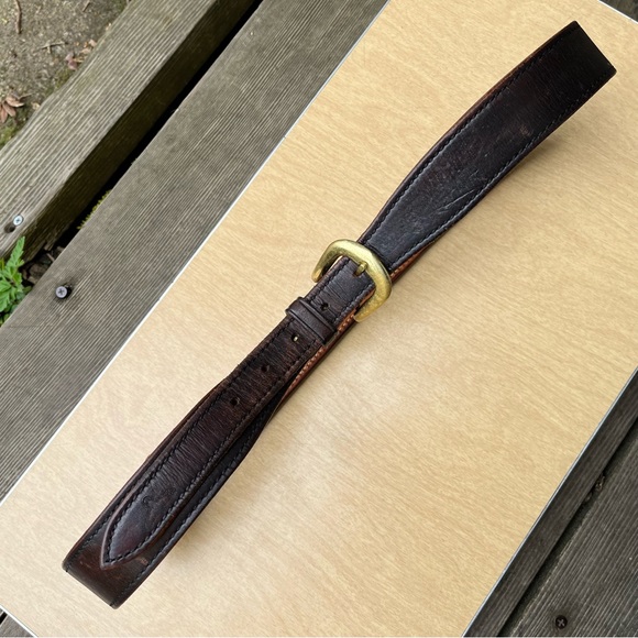 Galco Men’s Brown Leather Tapered Belt With Engraved Hawk & Brass Buckle Sz 42 - Picture 4 of 11